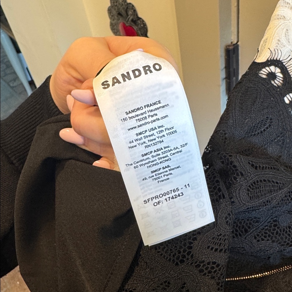Sandro Black & White Lace Dress w Collar NWOT - Picture 10 of 11